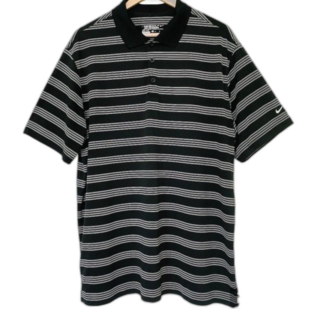 Nike Golf Tour Performance Dri Fit Polo Shirt Men’s XL Black White Stripes
